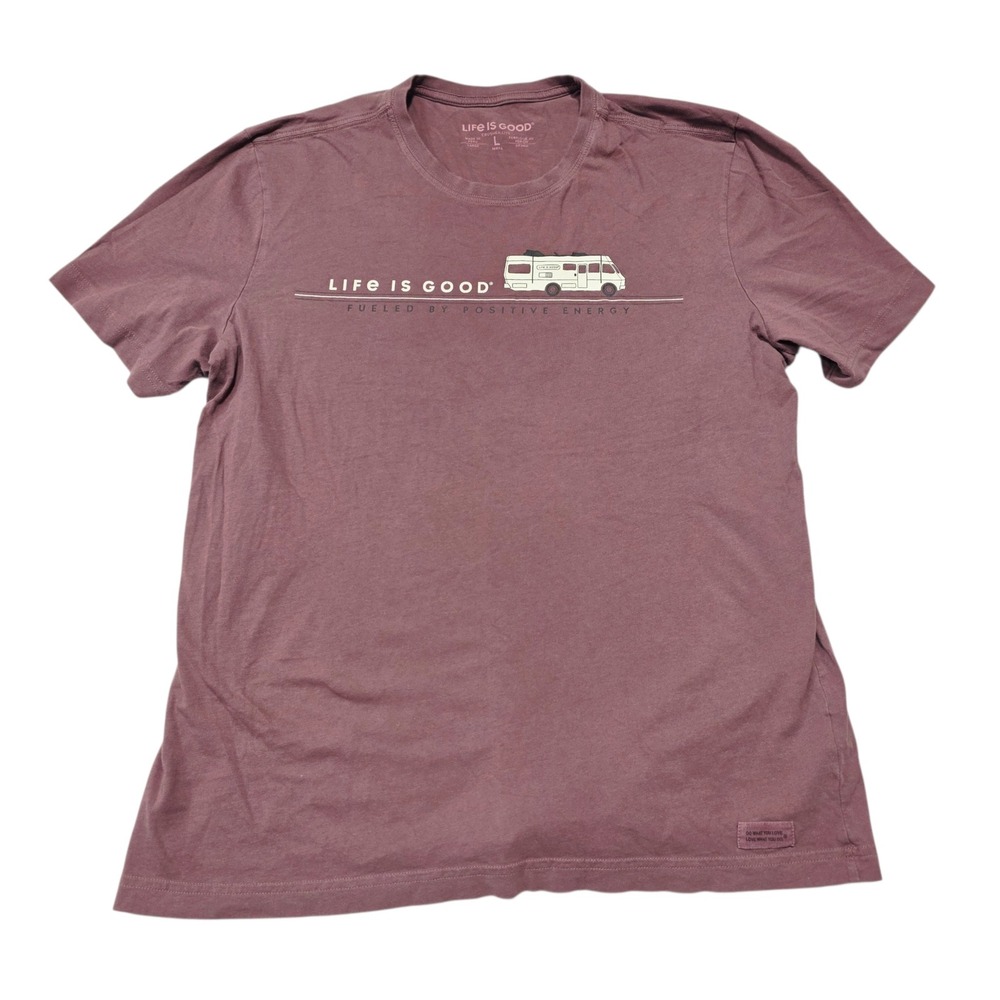 Life‎ Is Good Mens Crusher Lite T-Shirt Plum Purple RV Camper Graphic Large